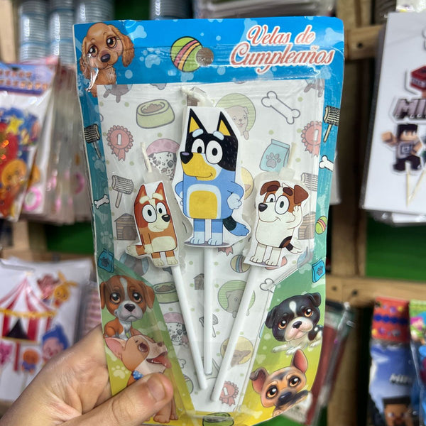 Vela cumpleaños Bluey x3 personajes