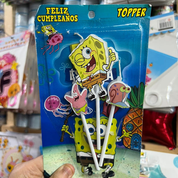 Vela cumpleaños Bob esponja x3 personajes