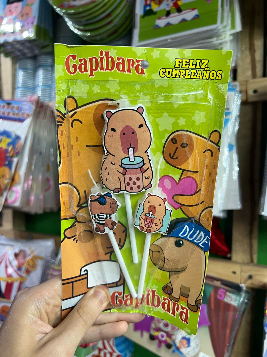 Vela cumpleaños Capibara x3 personajes