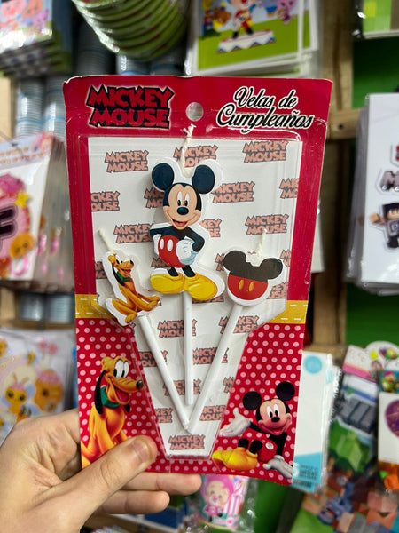 Vela cumpleaños Mickey Mouse x3 personajes