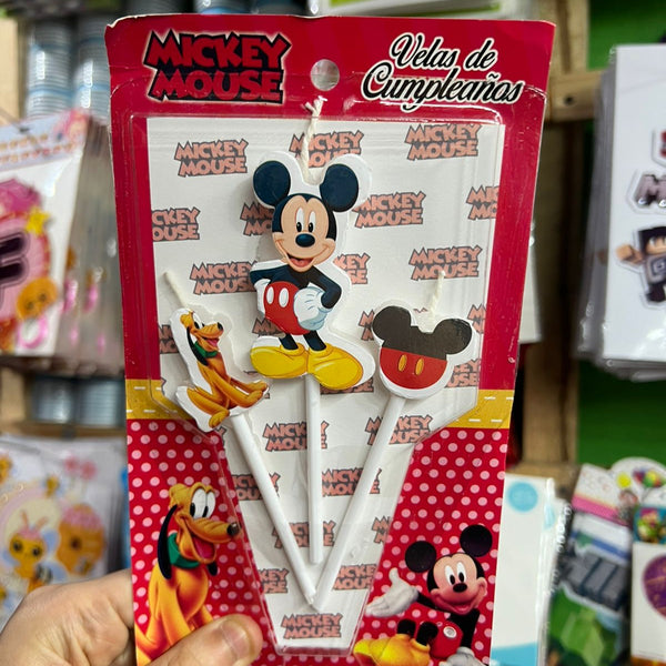 Vela cumpleaños Mickey Mouse x3 personajes