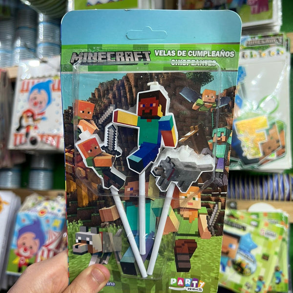 Vela cumpleaños Minecraft x3 personajes