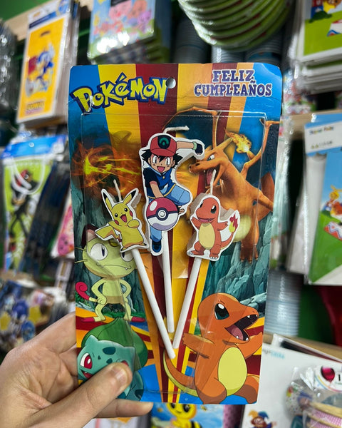 Vela cumpleaños Pokemon x3 personajes