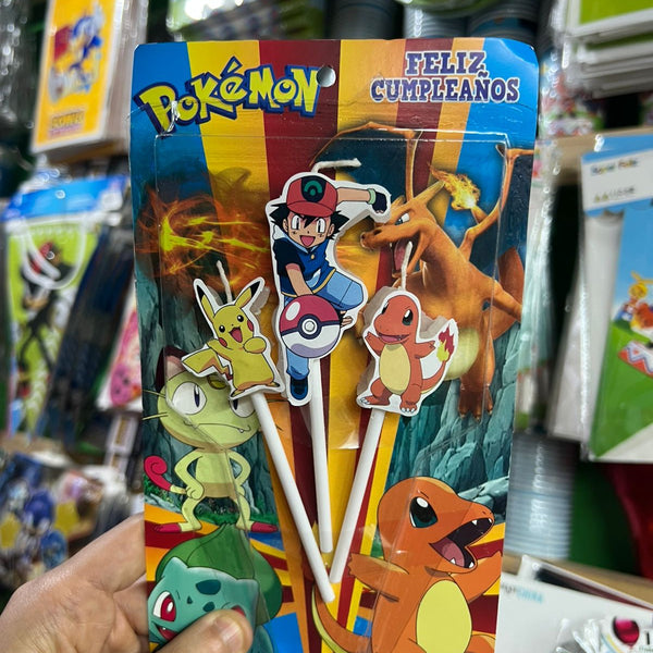 Vela cumpleaños Pokemon x3 personajes