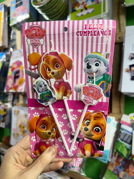 Vela cumpleaños Skye x3 personajes
