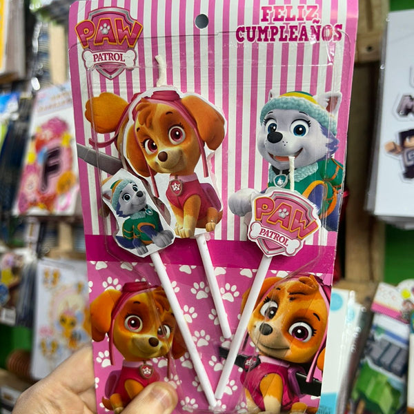 Vela cumpleaños Skye x3 personajes