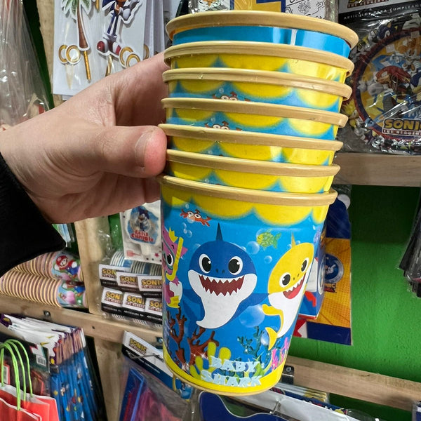 Vasos baby shark paquete X 6 unidades