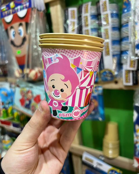 Vasos plim plim rosado paquete X 6 unidades