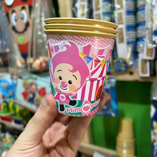 Vasos plim plim rosado paquete X 6 unidades
