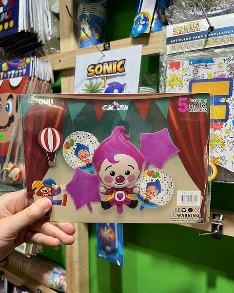 Set globos payaso plim plim, 5 piezas