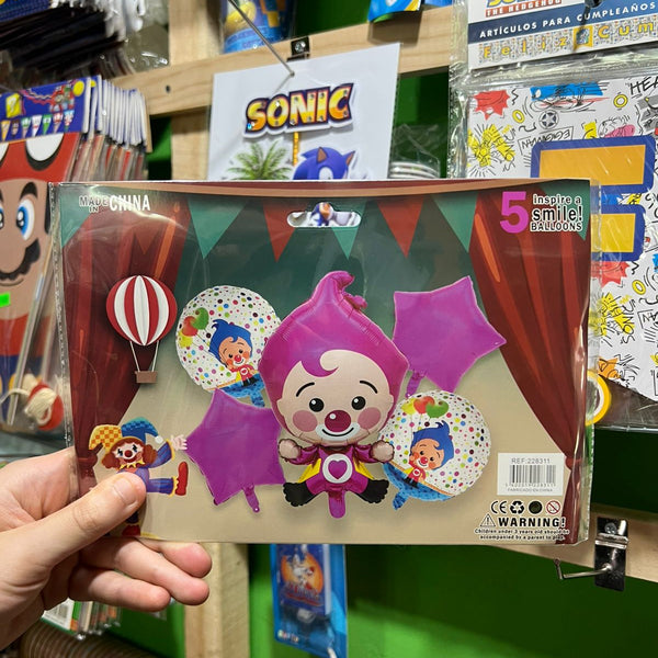 Set globos payaso plim plim, 5 piezas