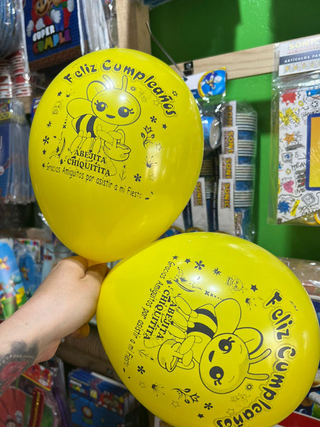 Globos latex Abejita Chiquitita, paquete X 12 unidades