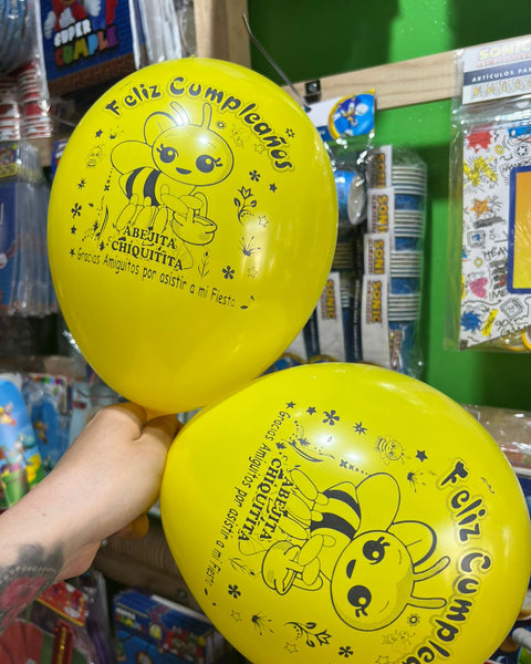 Globos latex Abejita Chiquitita, paquete X 12 unidades