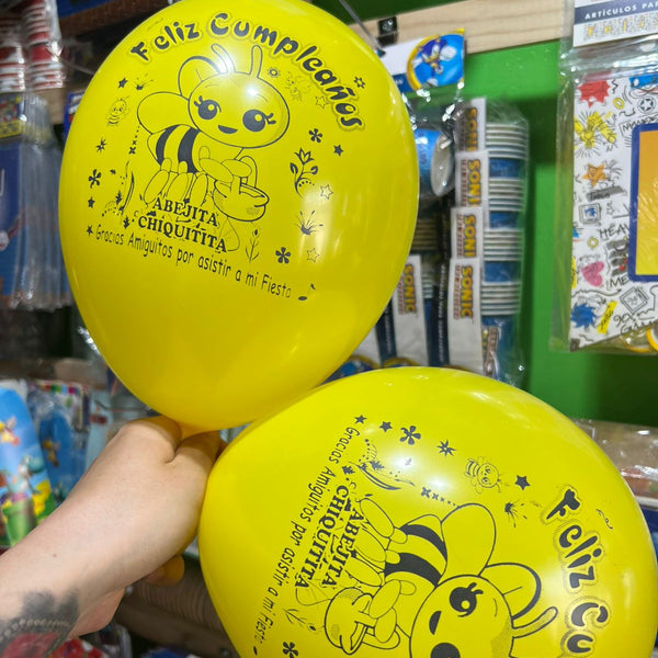 Globos latex Abejita Chiquitita, paquete X 12 unidades