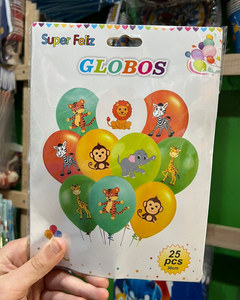 Globos latex safari paquete X 12 unidades