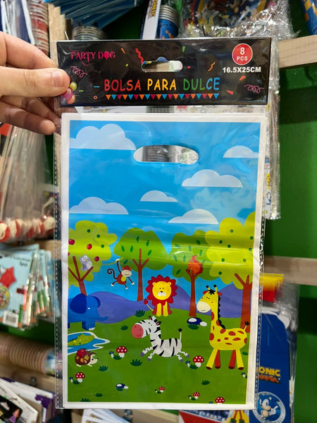 Bolsas de dulce plasticas safari paquete X 8 unidades