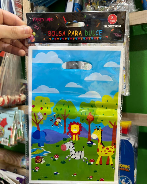 Bolsas de dulce plasticas safari paquete X 8 unidades
