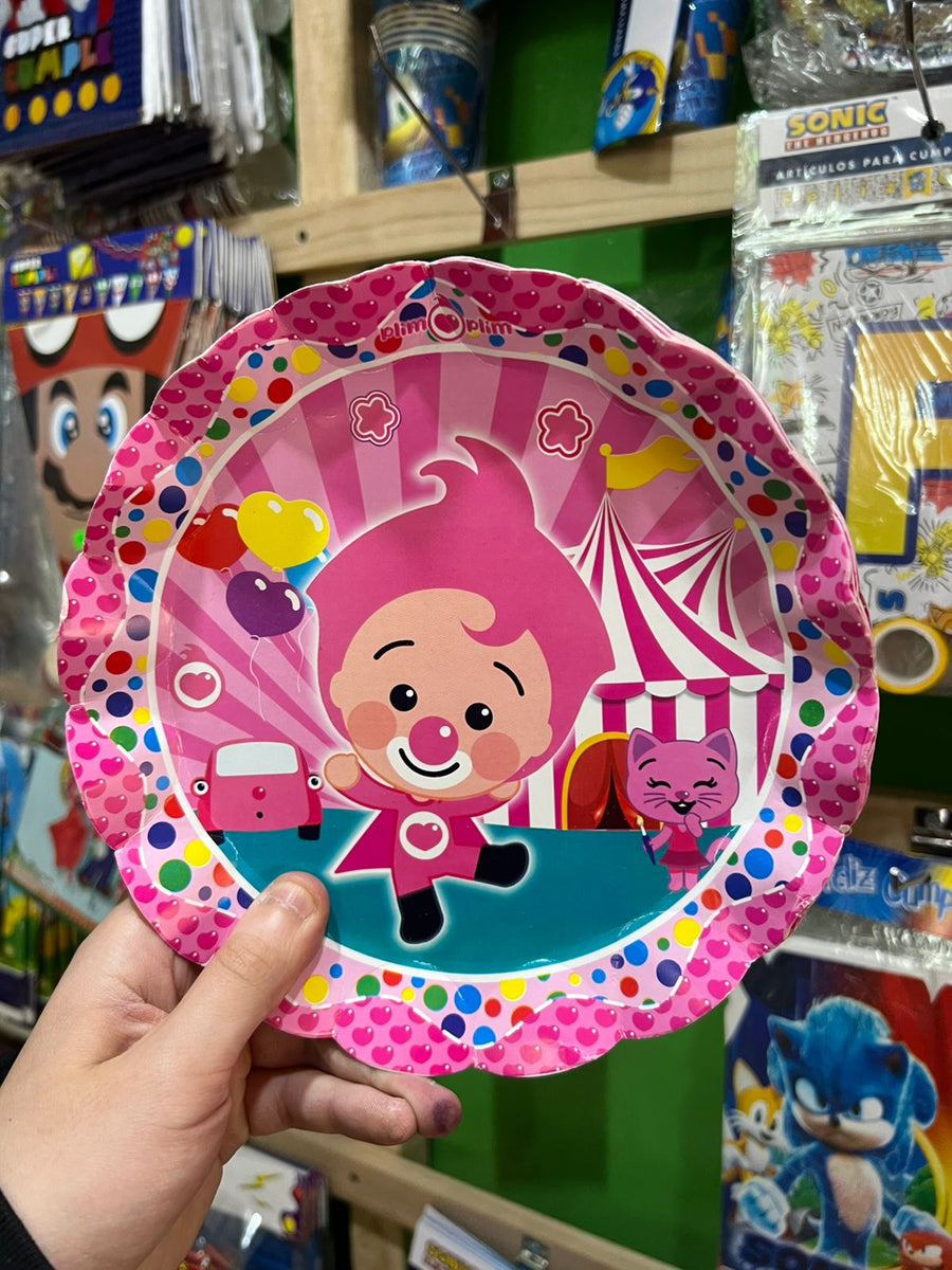 Platos plim plim rosado paquete X 6 unidades