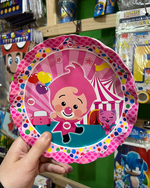 Platos plim plim rosado paquete X 6 unidades