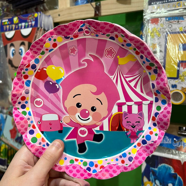 Platos plim plim rosado paquete X 6 unidades