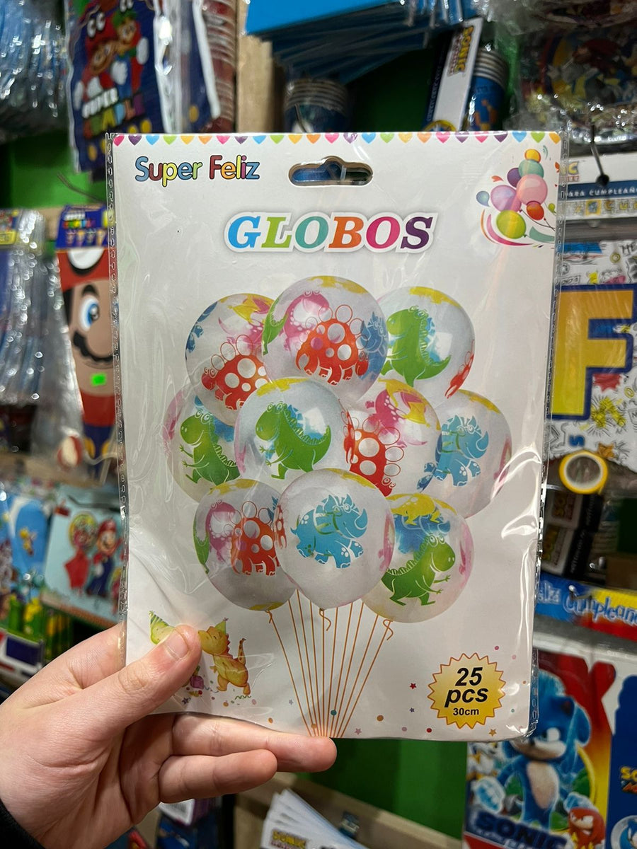 Globos latex impresos Dinosaurio paquete X 12 unidades