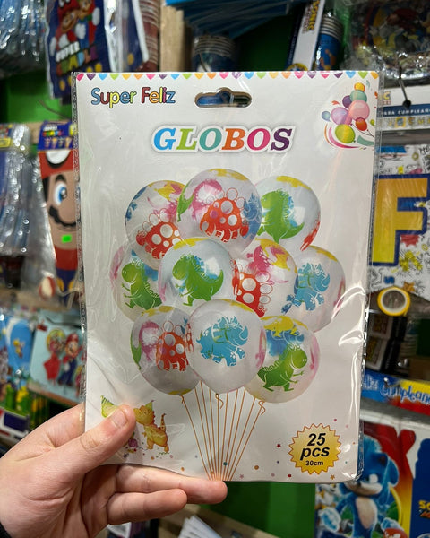 Globos latex impresos Dinosaurio paquete X 12 unidades