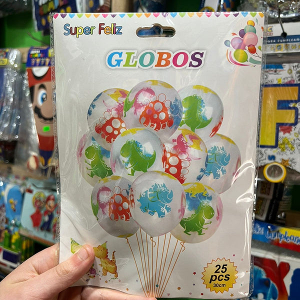 Globos latex impresos Dinosaurio paquete X 12 unidades