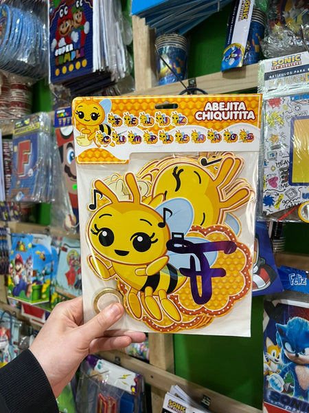 Banderin de feliz cumpleaños Abejita chiquitita premium