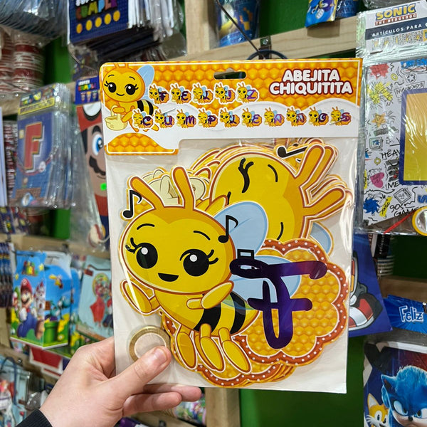 Banderin de feliz cumpleaños Abejita chiquitita premium