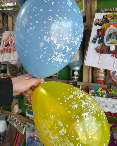 Globos latex impresos baby shark paquete X 12 unidades