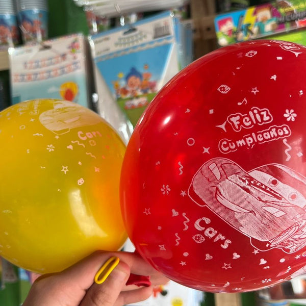 Globos latex impresos cars/rayo mcqueen paquete X 12 unidades