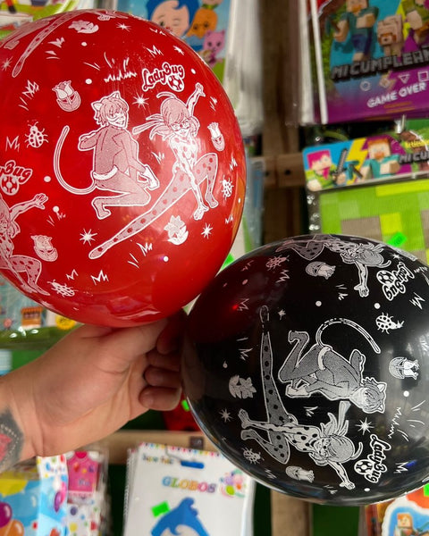Globos latex impresos lady bug paquete X 12 unidades