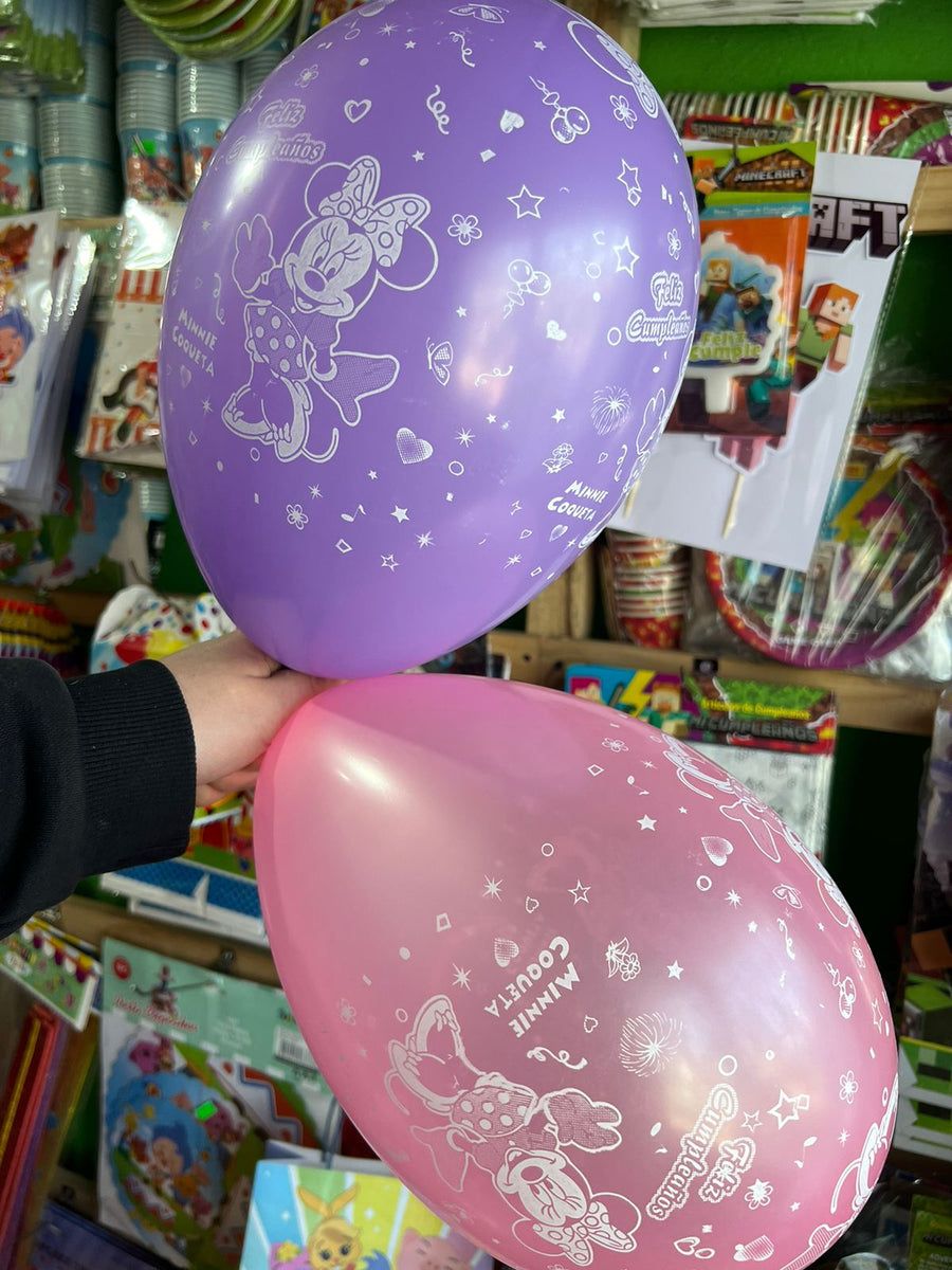 Globos latex impresos minnie mouse paquete X 12 unidades