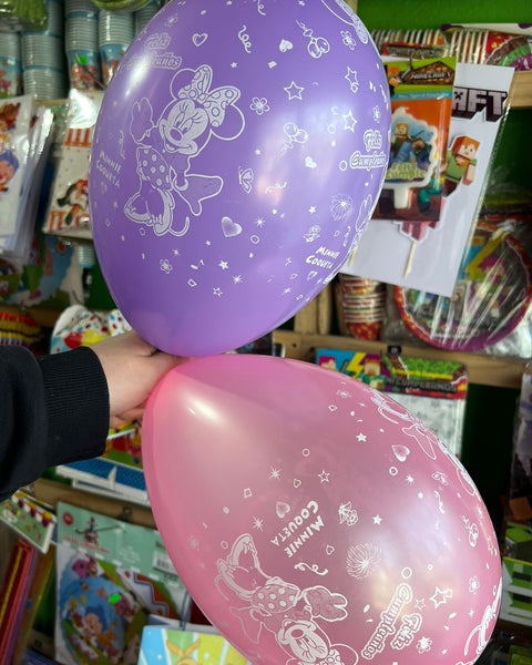 Globos latex impresos minnie mouse paquete X 12 unidades