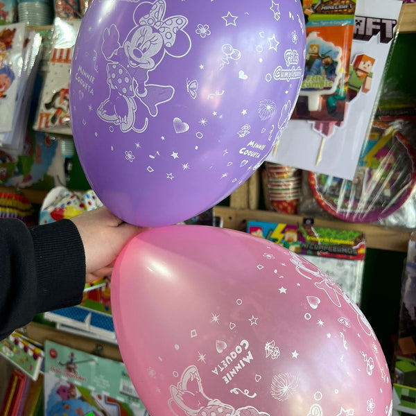 Globos latex impresos minnie mouse paquete X 12 unidades