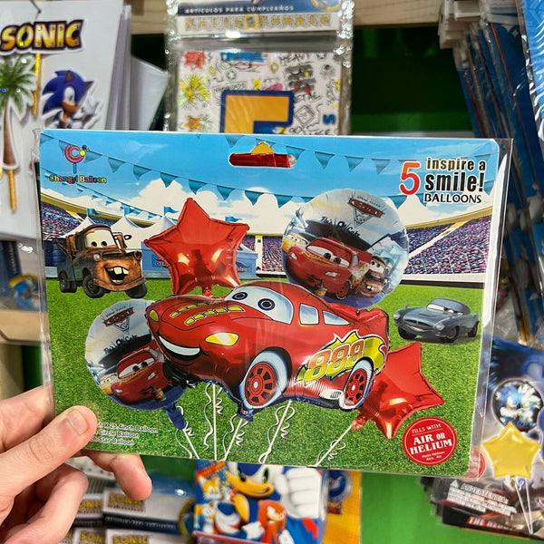 Set globos cars/rayo mcqueen 5 piezas