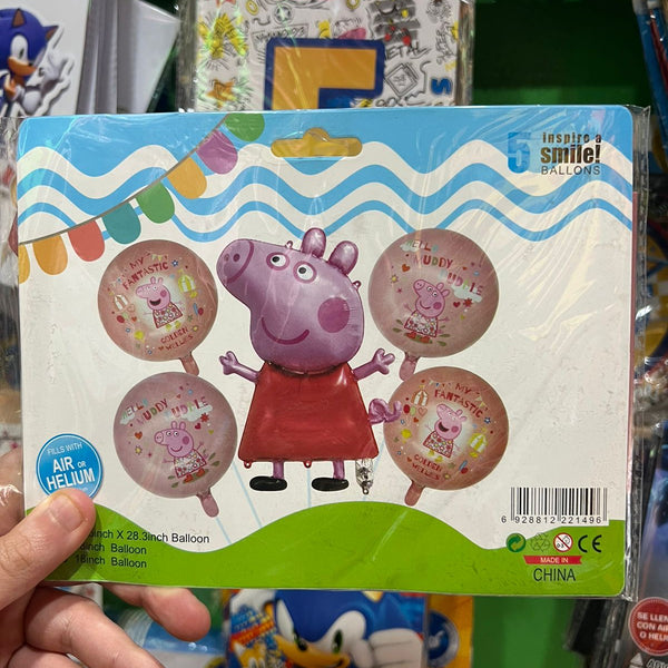 Set globos peppa pig, 5 piezas