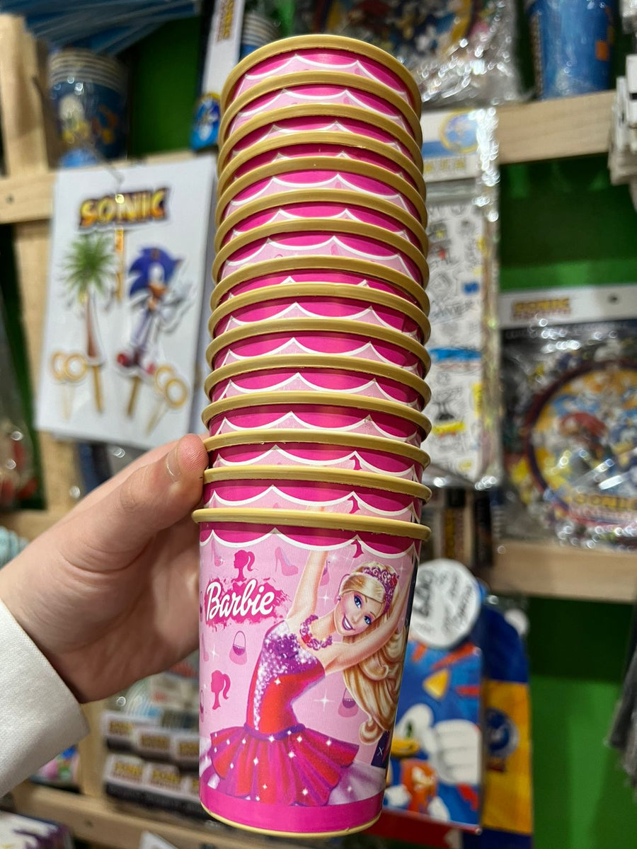 Vasos barbie paquete X 6 unidades