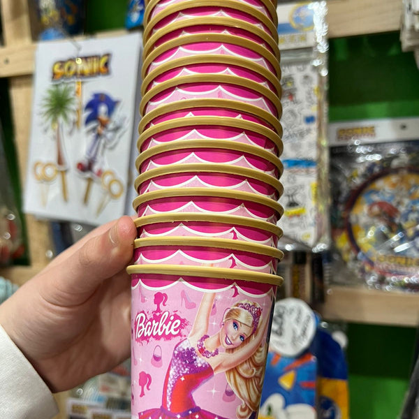 Vasos barbie paquete X 6 unidades