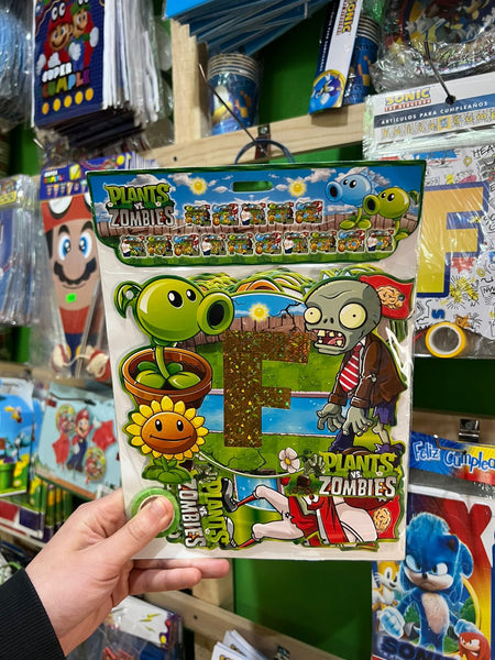 Banderin de feliz cumpleaños Plantas vs Zombie