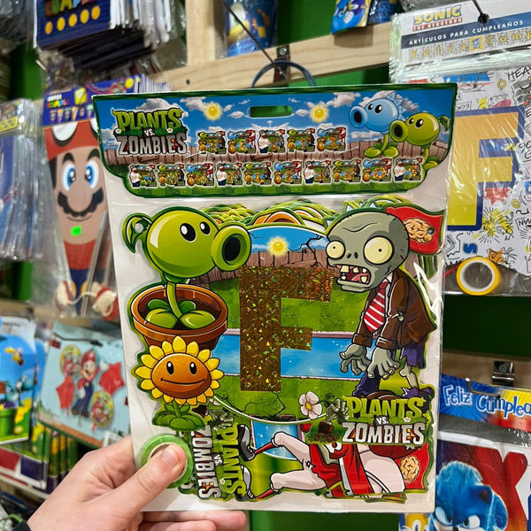 Banderin de feliz cumpleaños Plantas vs Zombie
