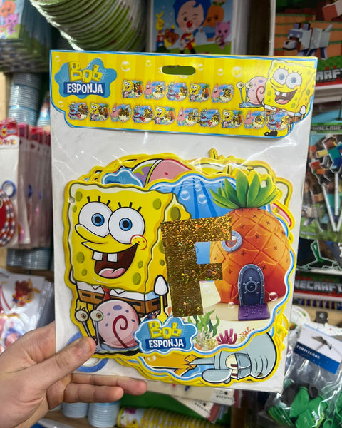 Banderin Feliz cumpleaños Bob Esponja