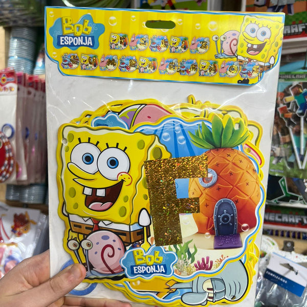 Banderin Feliz cumpleaños Bob Esponja
