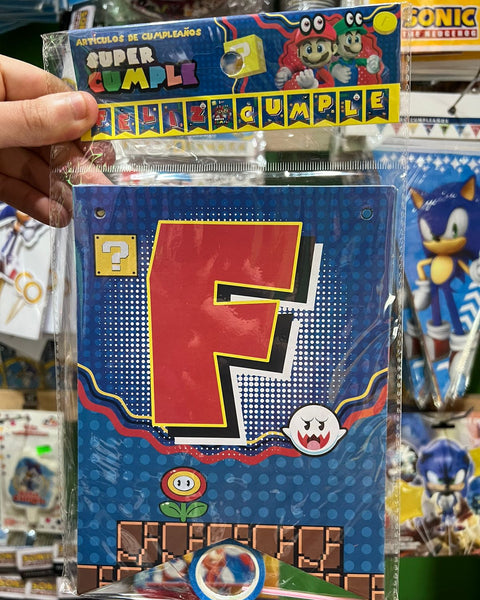 Banderin de feliz cumpleaños mario bross