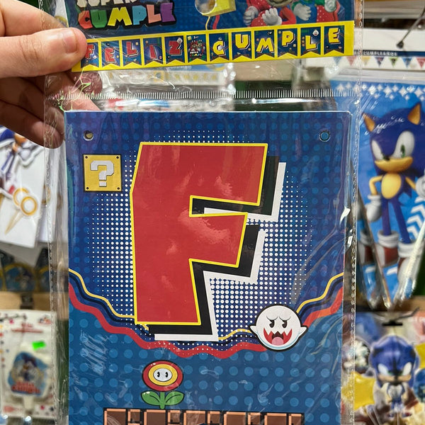 Banderin de feliz cumpleaños mario bross