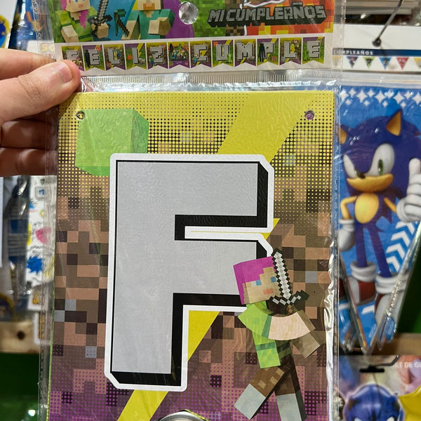 Banderin de feliz cumpleaños minecraft