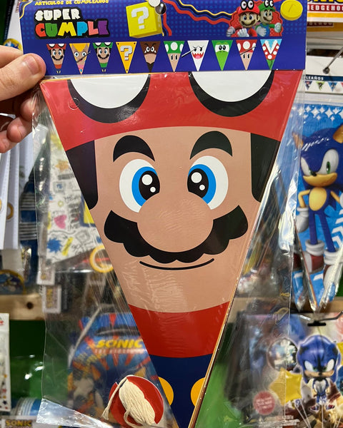 Banderin triangular personajes mario bross