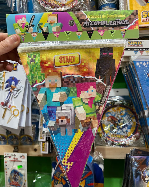 Banderin triangular personajes minecraft