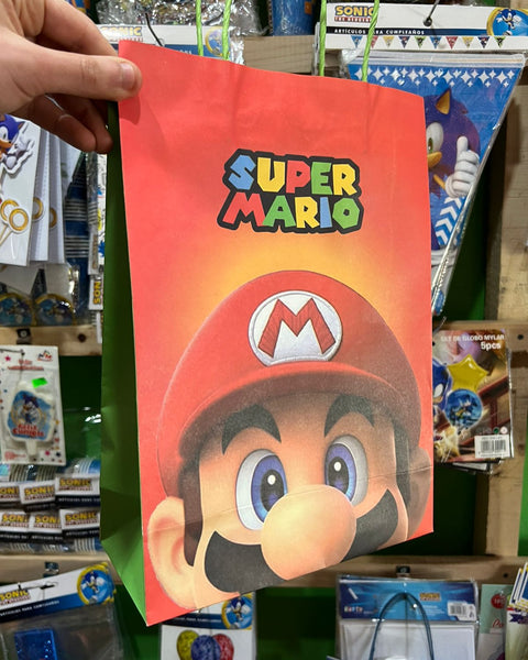 Bolsas de dulces papel mario bross paquete X 6 unidades