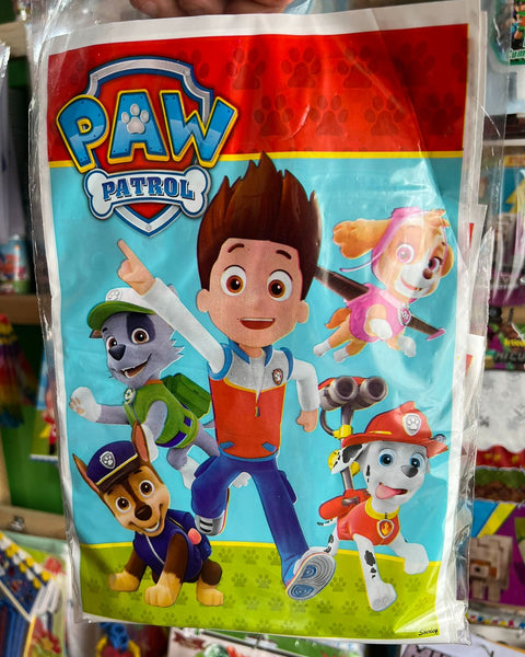 Bolsas de dulces plasticas paw patrol paquete X 6 unidades
